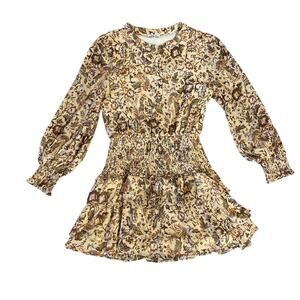 Fate Golden Paisley Ballon Long Sleeve Drop Waist Dress SZ Medium Boho Chic